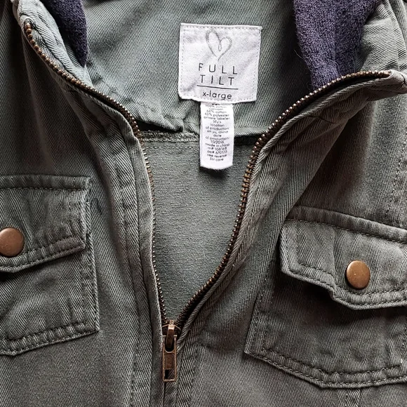 🌿 Full Tilt hybrid cargo hoodie jacket Girl's XL or junior's S/M - Picture 2 of 5
